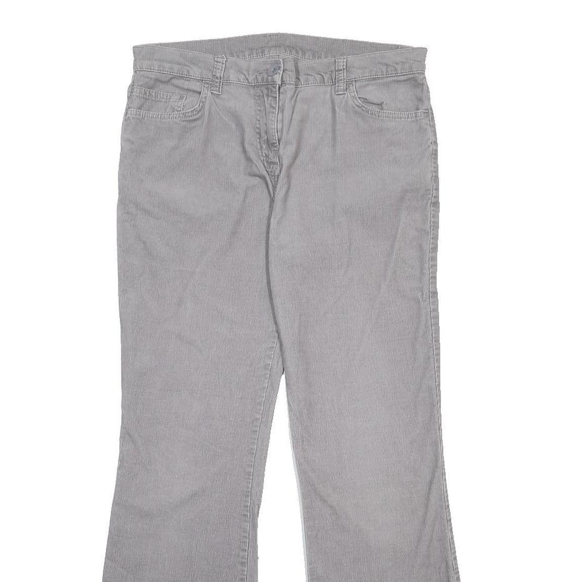 MARKS & SPENCER Womens Cotton Blend Grey Regular Fit Straight Leg Trousers W32