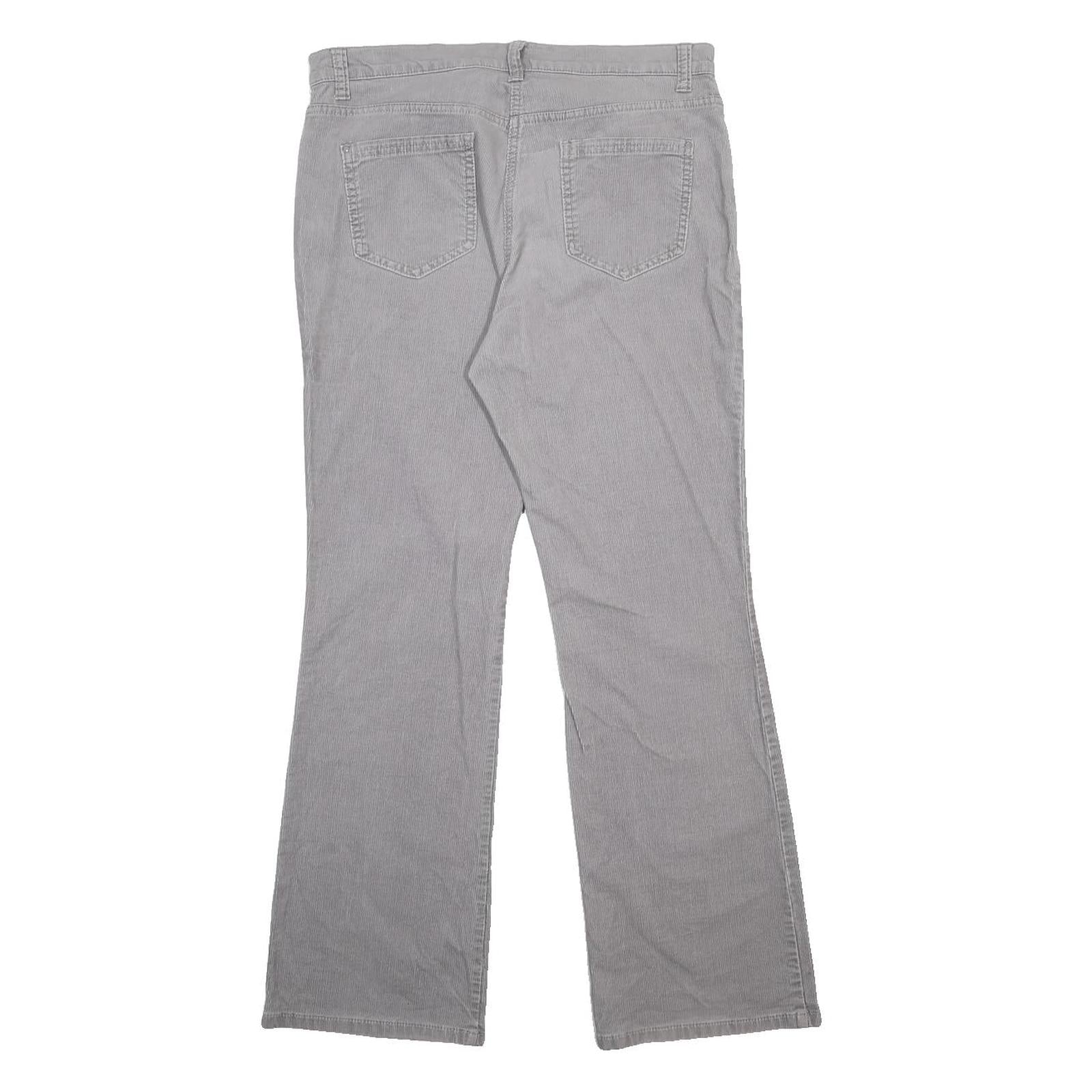 MARKS & SPENCER Womens Cotton Blend Grey Regular Fit Straight Leg Trousers W32