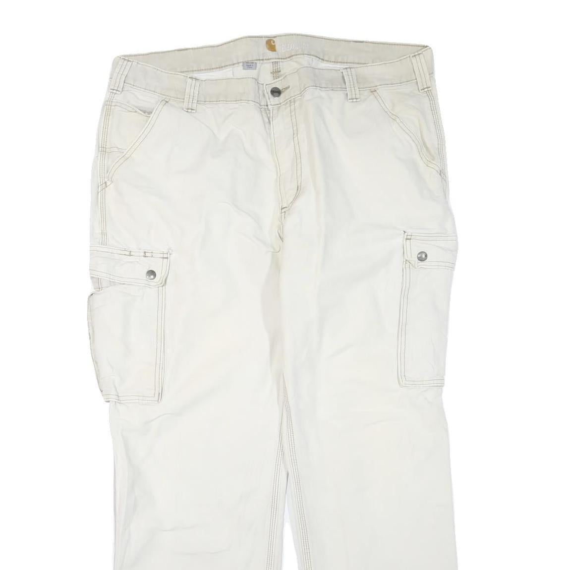 CARHARTT Mens Cotton Blend White Workwear Regular Straight Trousers W40 L32