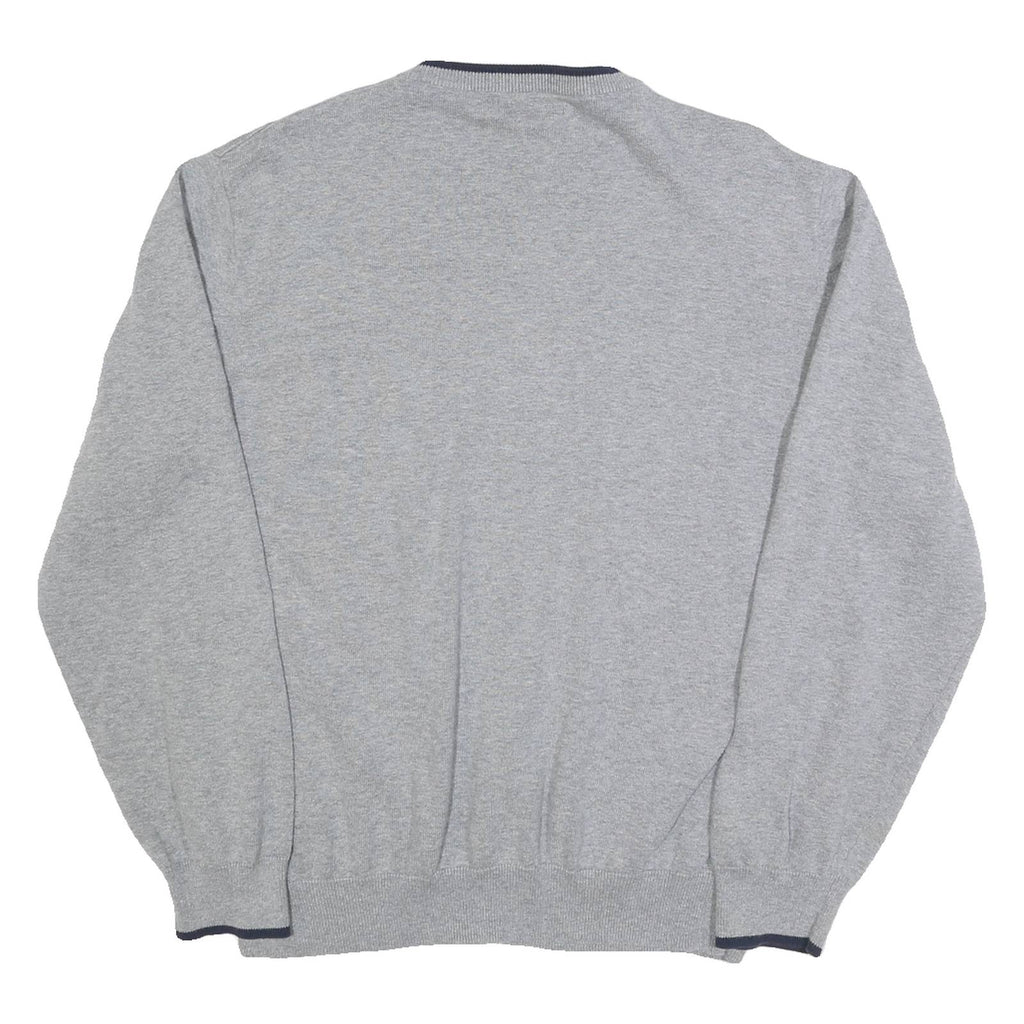 NAUTICA Mens Grey Cotton Plain V-Neck Regular Fit Jumper L Casual Classic
