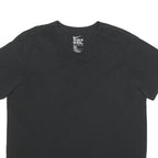 NIKE Mens Black Plain T-Shirt XL Short Sleeve V-Neck Cotton Blend Casual