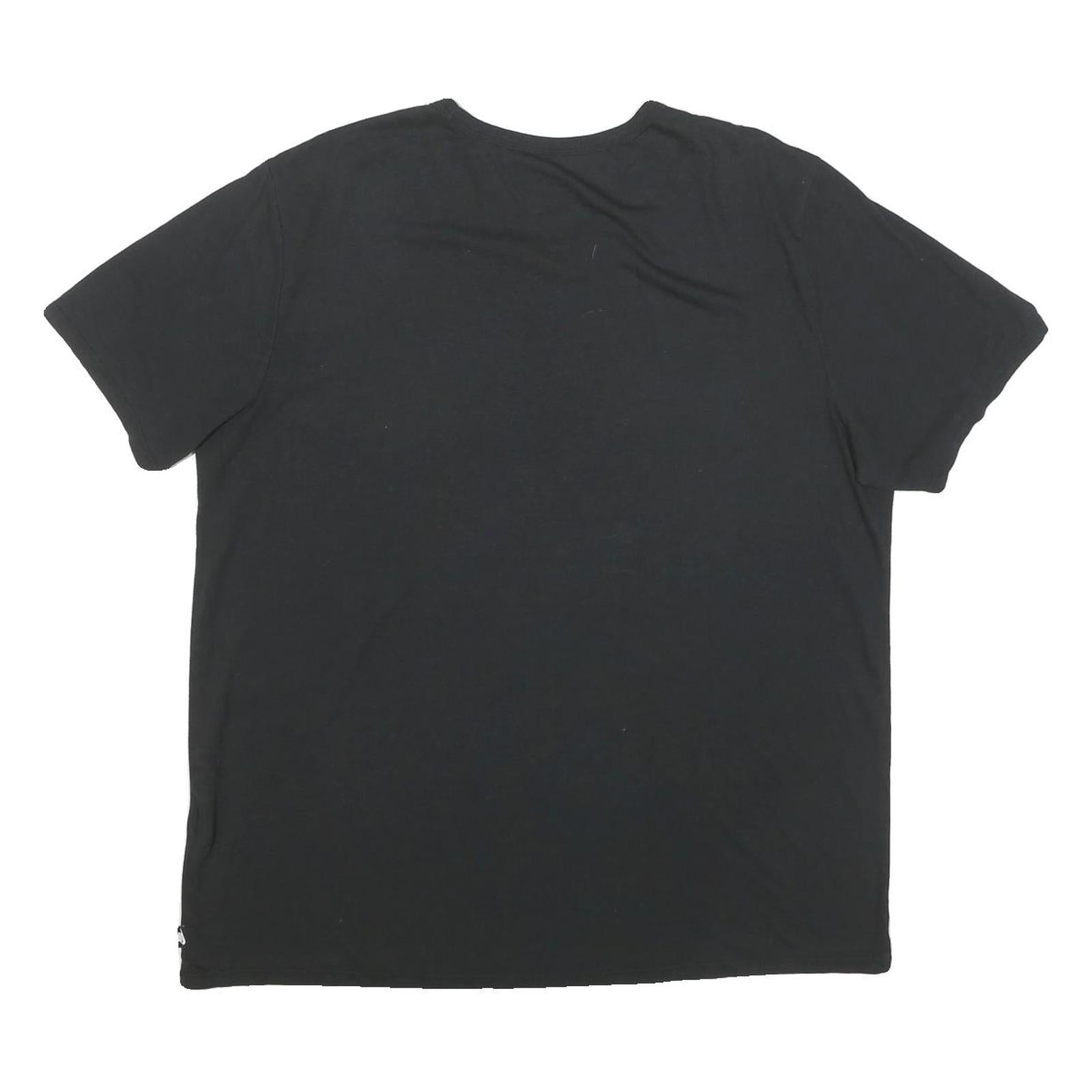 NIKE Mens Black Plain T-Shirt XL Short Sleeve V-Neck Cotton Blend Casual