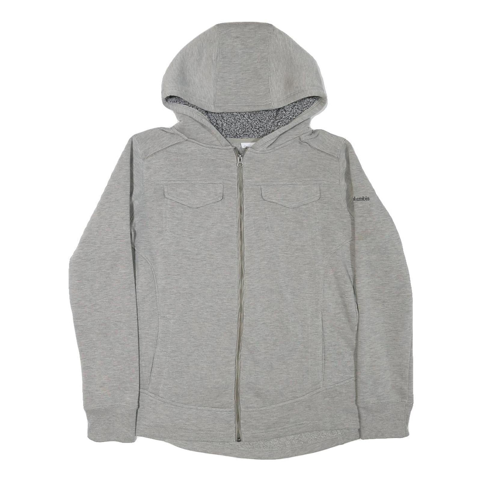 COLUMBIA Womens Grey Hoodie XL Cotton Blend Full Zip Casual Outdoor Sweatshirt
