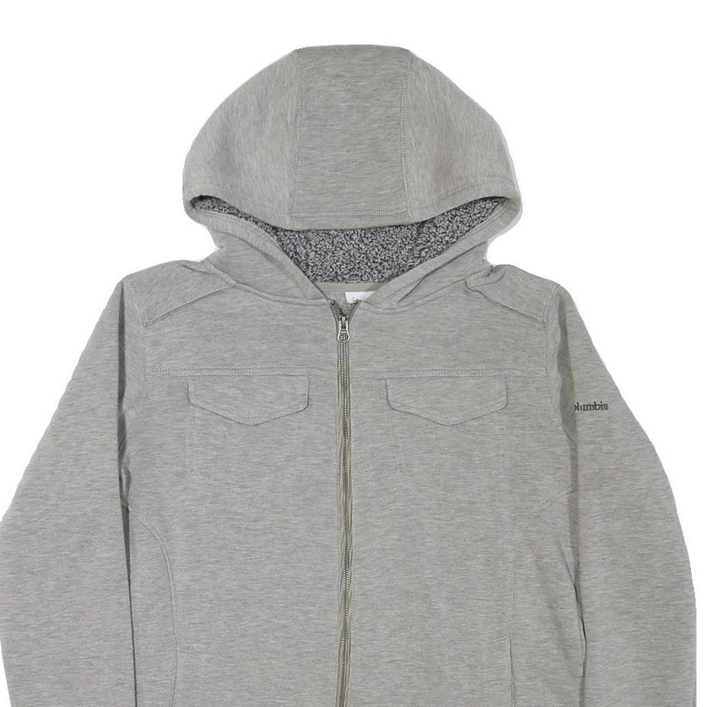 COLUMBIA Womens Grey Hoodie XL Cotton Blend Full Zip Casual Outdoor Sweatshirt
