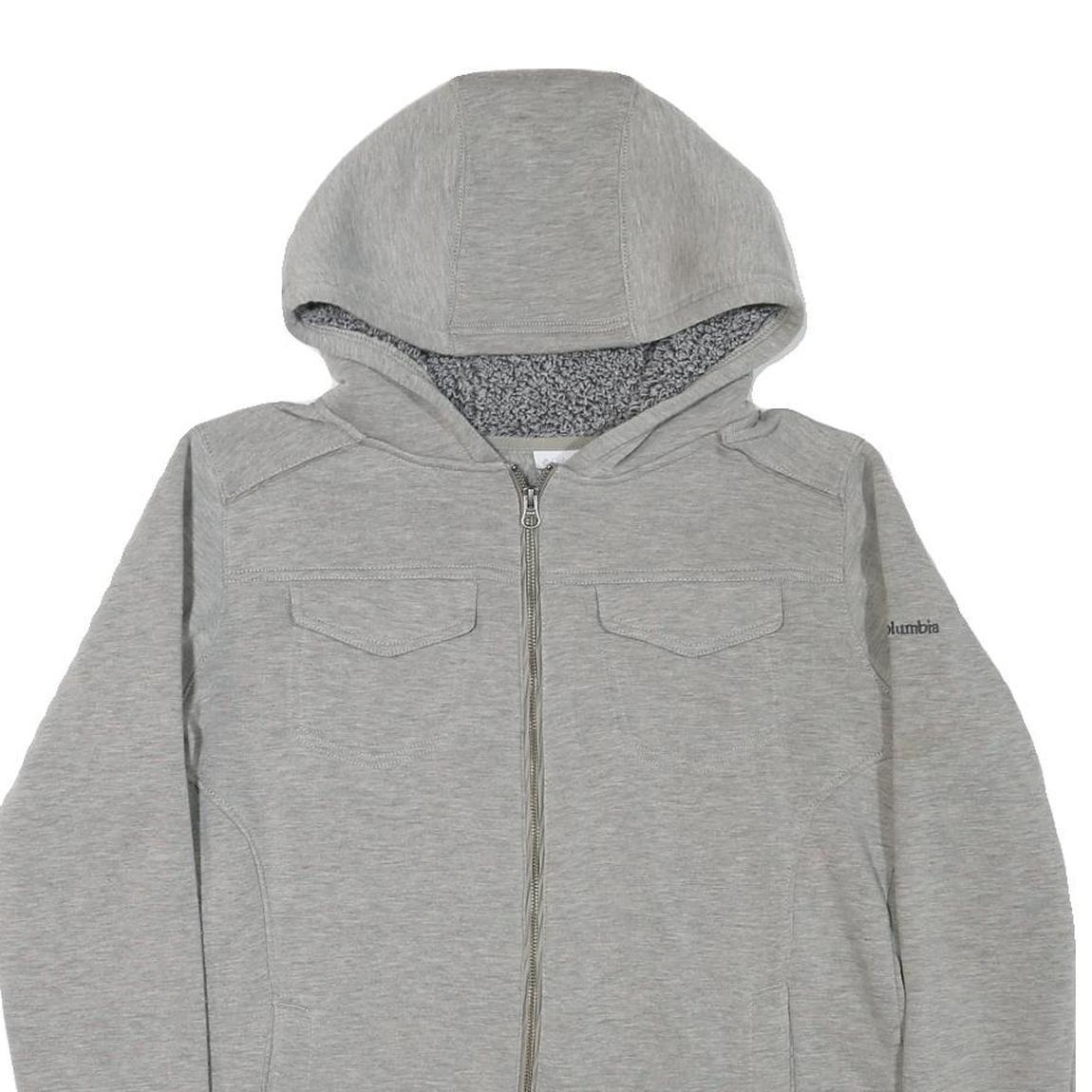 COLUMBIA Womens Grey Hoodie XL Cotton Blend Full Zip Casual Outdoor Sweatshirt