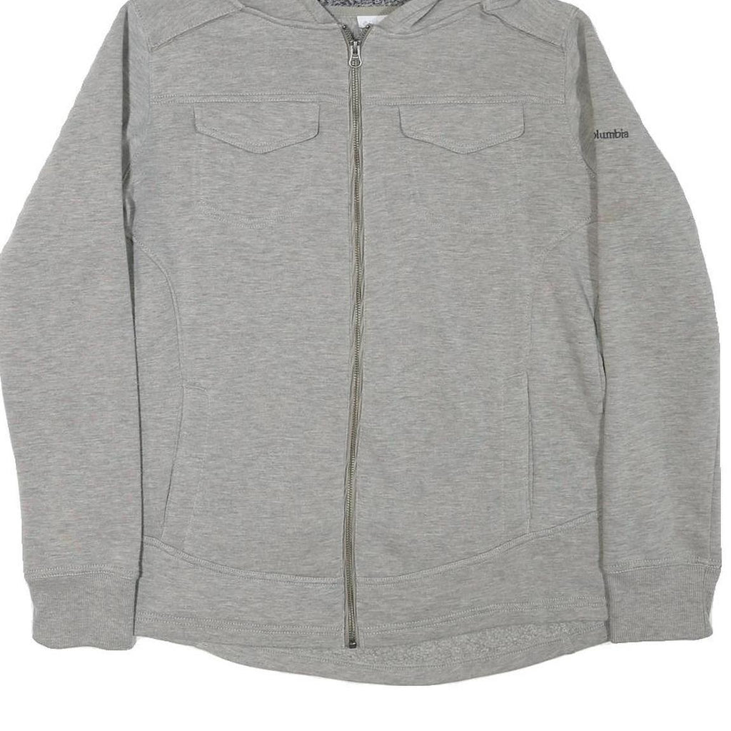 COLUMBIA Womens Grey Hoodie XL Cotton Blend Full Zip Casual Outdoor Sweatshirt