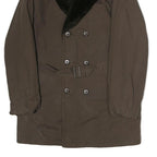 Mens Brown Black Collar Button Jacket L Cotton Blend Classic Formal Outerwear