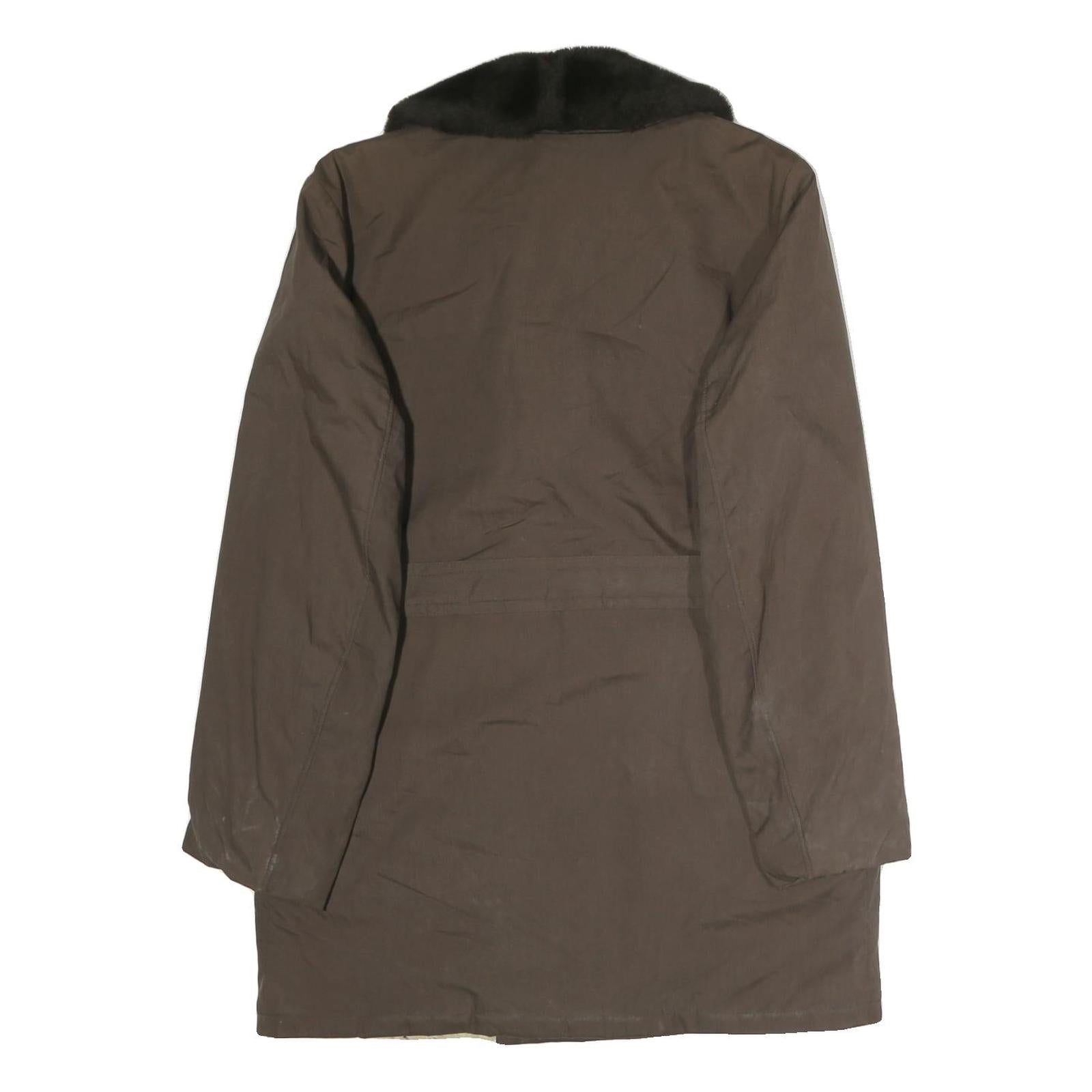 Mens Brown Black Collar Button Jacket L Cotton Blend Classic Formal Outerwear