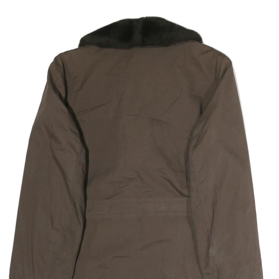 Mens Brown Black Collar Button Jacket L Cotton Blend Classic Formal Outerwear