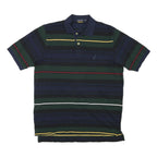 NAUTICA Mens Blue Green Black Yellow Stripe Short Sleeve Polo Shirt M Classic