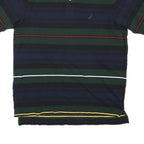 NAUTICA Mens Blue Green Black Yellow Stripe Short Sleeve Polo Shirt M Classic