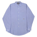 TOMMY HILFIGER Mens Blue Small Check Shirt L Classic Button Collar Long Sleeve