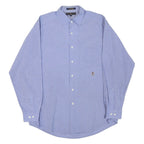 TOMMY HILFIGER Mens Blue Small Check Shirt L Classic Button Collar Long Sleeve