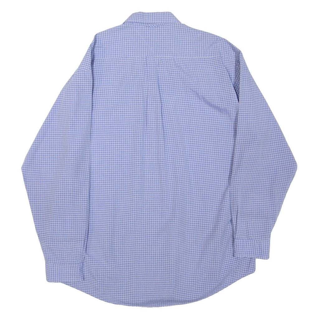 TOMMY HILFIGER Mens Blue Small Check Shirt L Classic Button Collar Long Sleeve