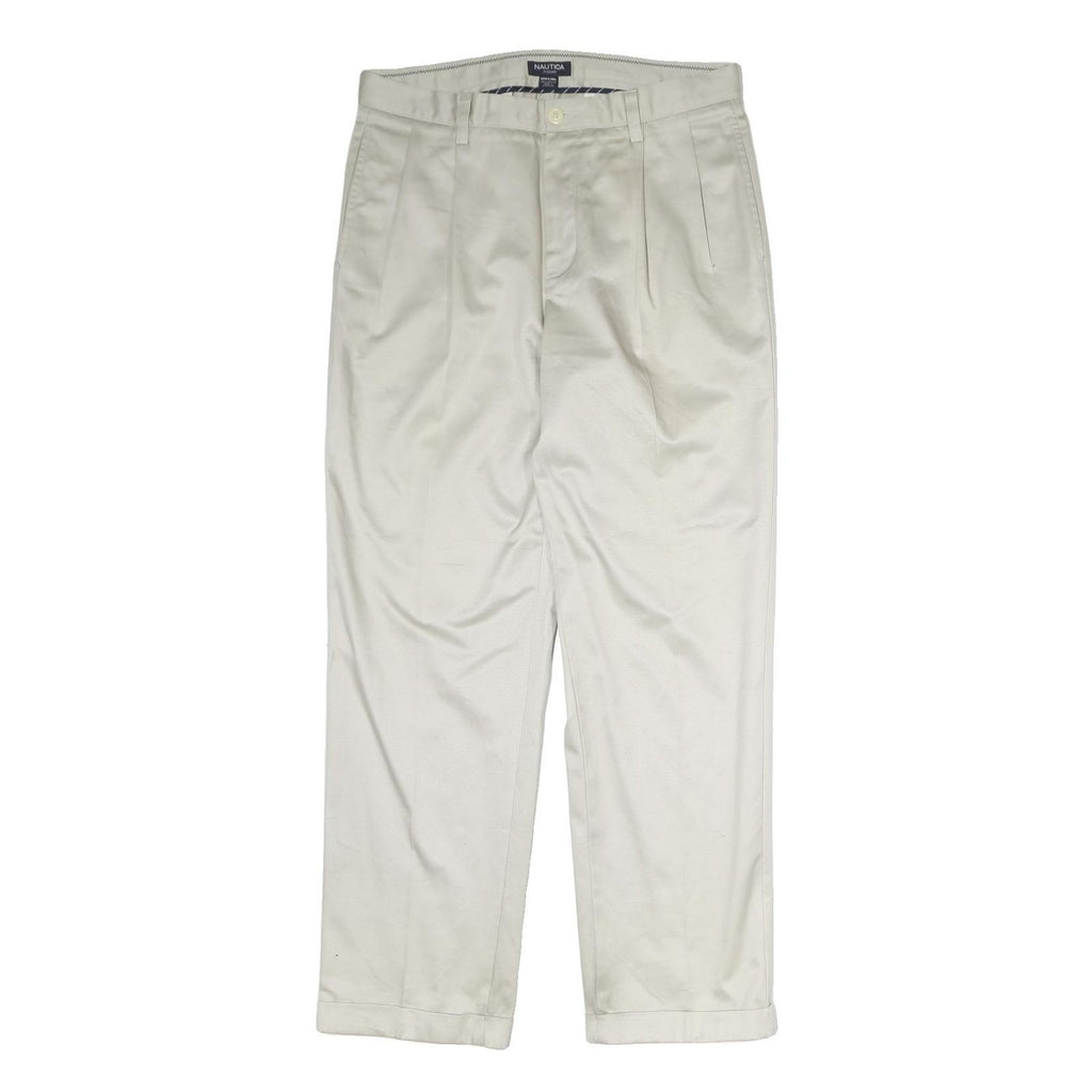 NAUTICA Mens Cotton White Regular Straight Trousers W33 L30 Classic Fit Casual
