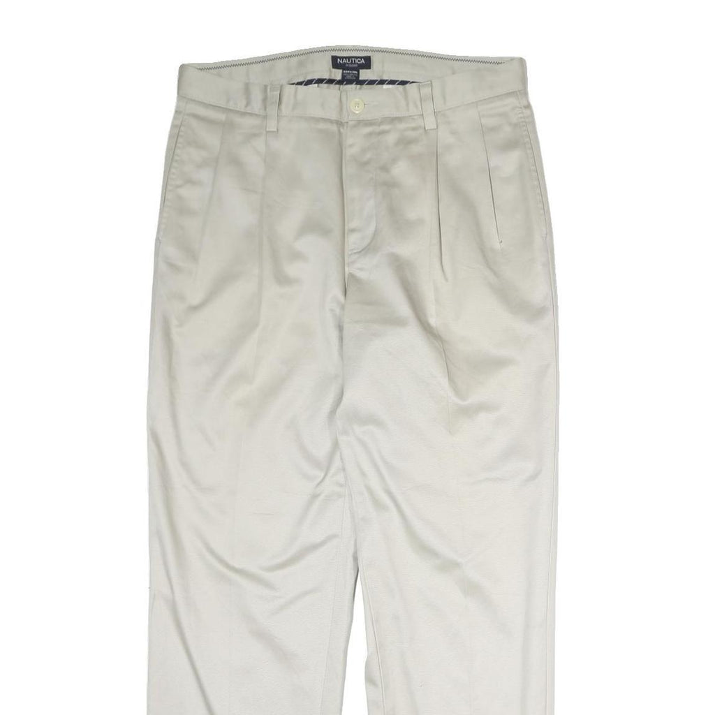 NAUTICA Mens Cotton White Regular Straight Trousers W33 L30 Classic Fit Casual