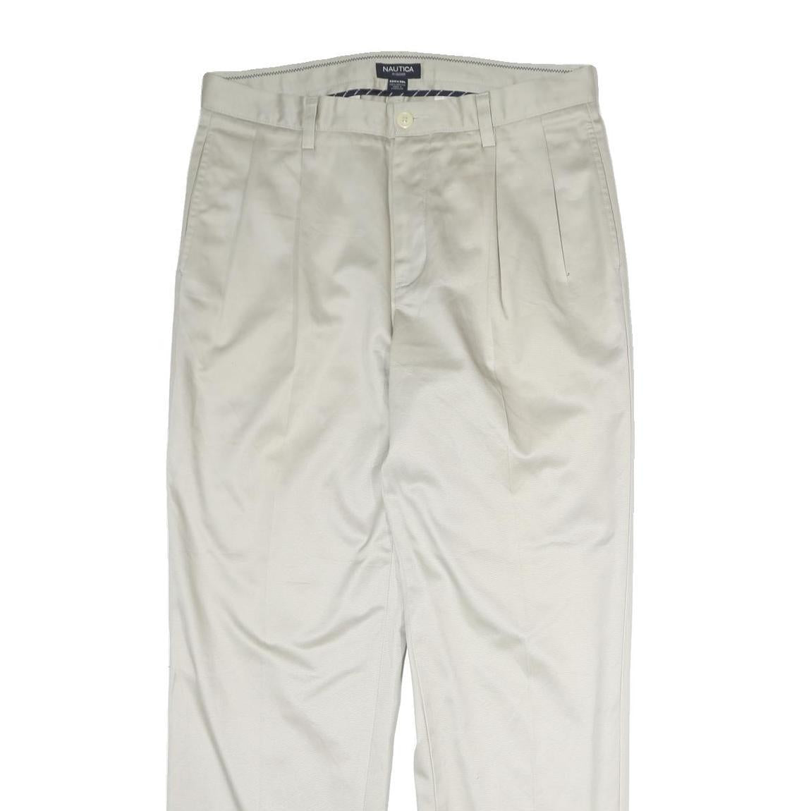 NAUTICA Mens Cotton White Regular Straight Trousers W33 L30 Classic Fit Casual