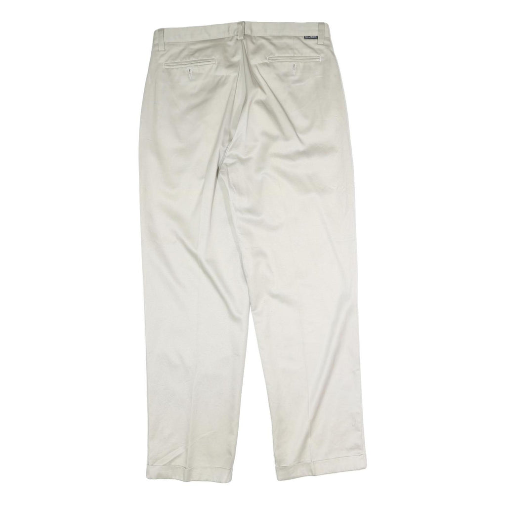 NAUTICA Mens Cotton White Regular Straight Trousers W33 L30 Classic Fit Casual