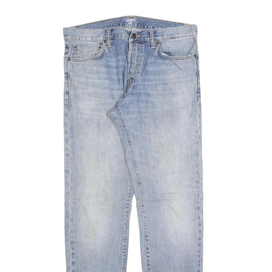 CARHARTT Mens Jeans Blue Slim Straight Denim Light W33 L34 Workwear Casual