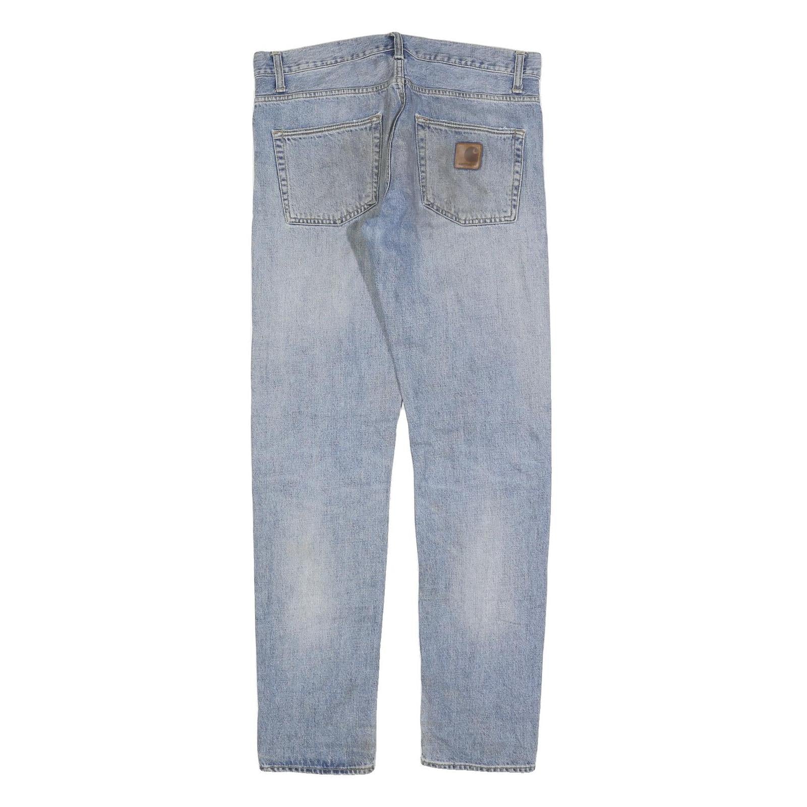 CARHARTT Mens Jeans Blue Slim Straight Denim Light W33 L34 Workwear Casual