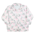 Womens Pink & Grey Dog Print Casual Jacket L Polyester Blend Zip Pocketed