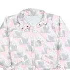 Womens Pink & Grey Dog Print Casual Jacket L Polyester Blend Zip Pocketed