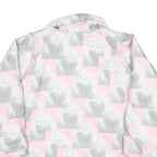 Womens Pink & Grey Dog Print Casual Jacket L Polyester Blend Zip Pocketed