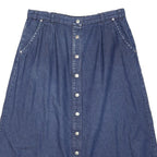 DA MART Womens Blue Denim Button Front Midi Cotton Blend Skirt L Casual Vintage