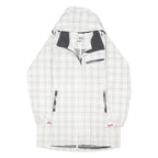 HELLY HANSEN Womens White & Black Check Waterproof Jacket L Polyester Blend Zip