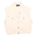 TRUSSARDI Womens Cream Cotton Blend Sleeveless Jacket M Button Closure Casual