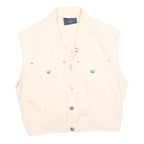 TRUSSARDI Womens Cream Cotton Blend Sleeveless Jacket M Button Closure Casual