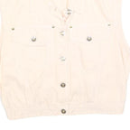 TRUSSARDI Womens Cream Cotton Blend Sleeveless Jacket M Button Closure Casual