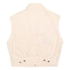 TRUSSARDI Womens Cream Cotton Blend Sleeveless Jacket M Button Closure Casual