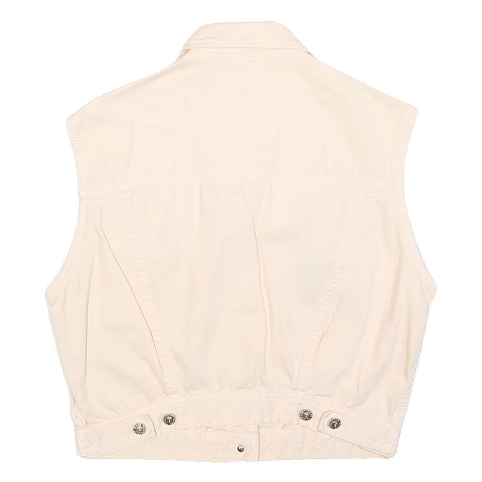 TRUSSARDI Womens Cream Cotton Blend Sleeveless Jacket M Button Closure Casual