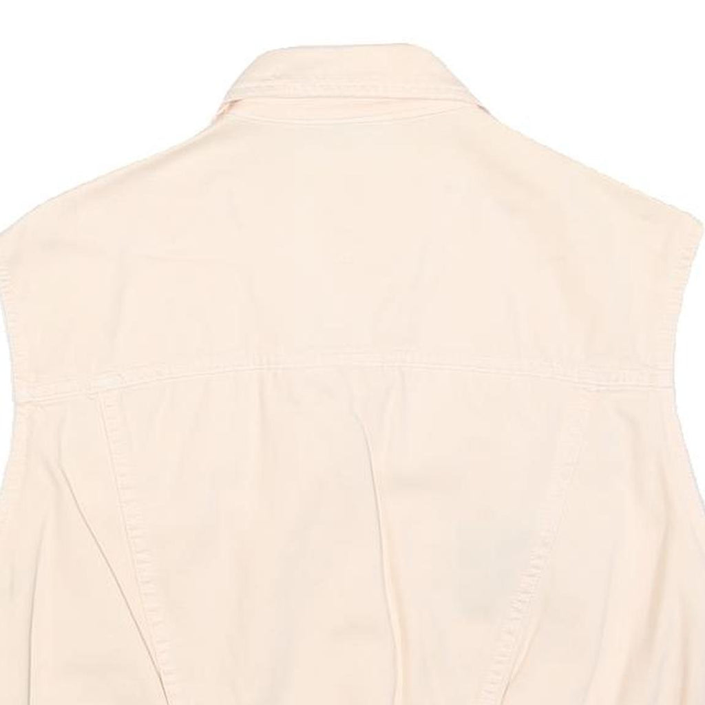 TRUSSARDI Womens Cream Cotton Blend Sleeveless Jacket M Button Closure Casual
