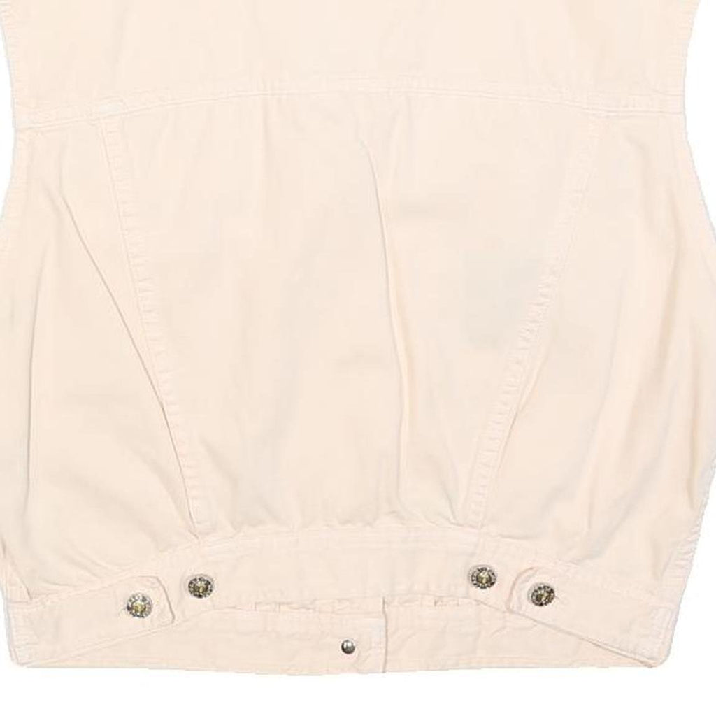 TRUSSARDI Womens Cream Cotton Blend Sleeveless Jacket M Button Closure Casual