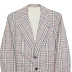 Mens Beige and Pink Checked Classic Jacket M Wool Blend Button Closure