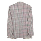 Mens Beige and Pink Checked Classic Jacket M Wool Blend Button Closure