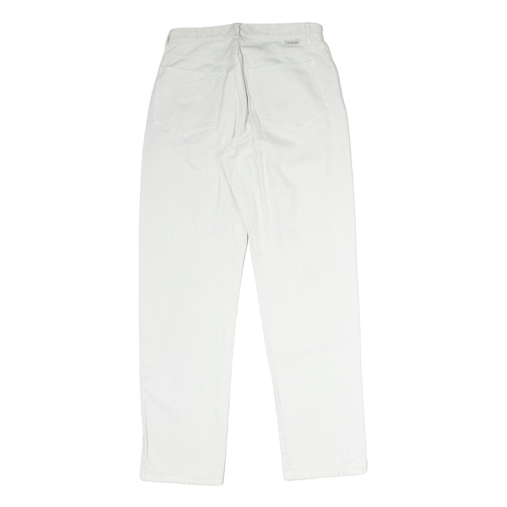 CALVIN KLEIN Mens Jeans White Regular Straight Denim Raw W28 L31 Zip Cotton
