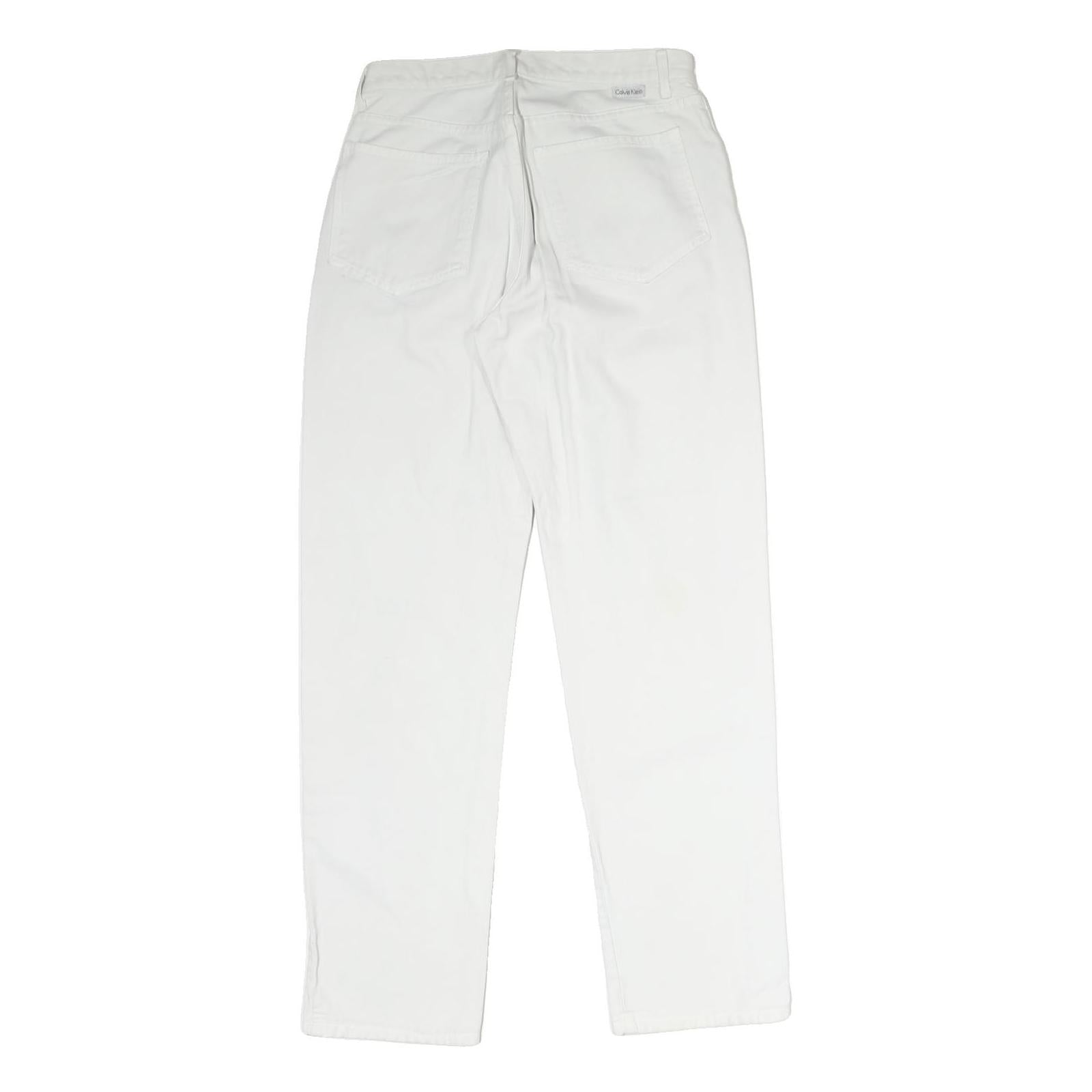 CALVIN KLEIN Mens Jeans White Regular Straight Denim Raw W28 L31 Zip Cotton