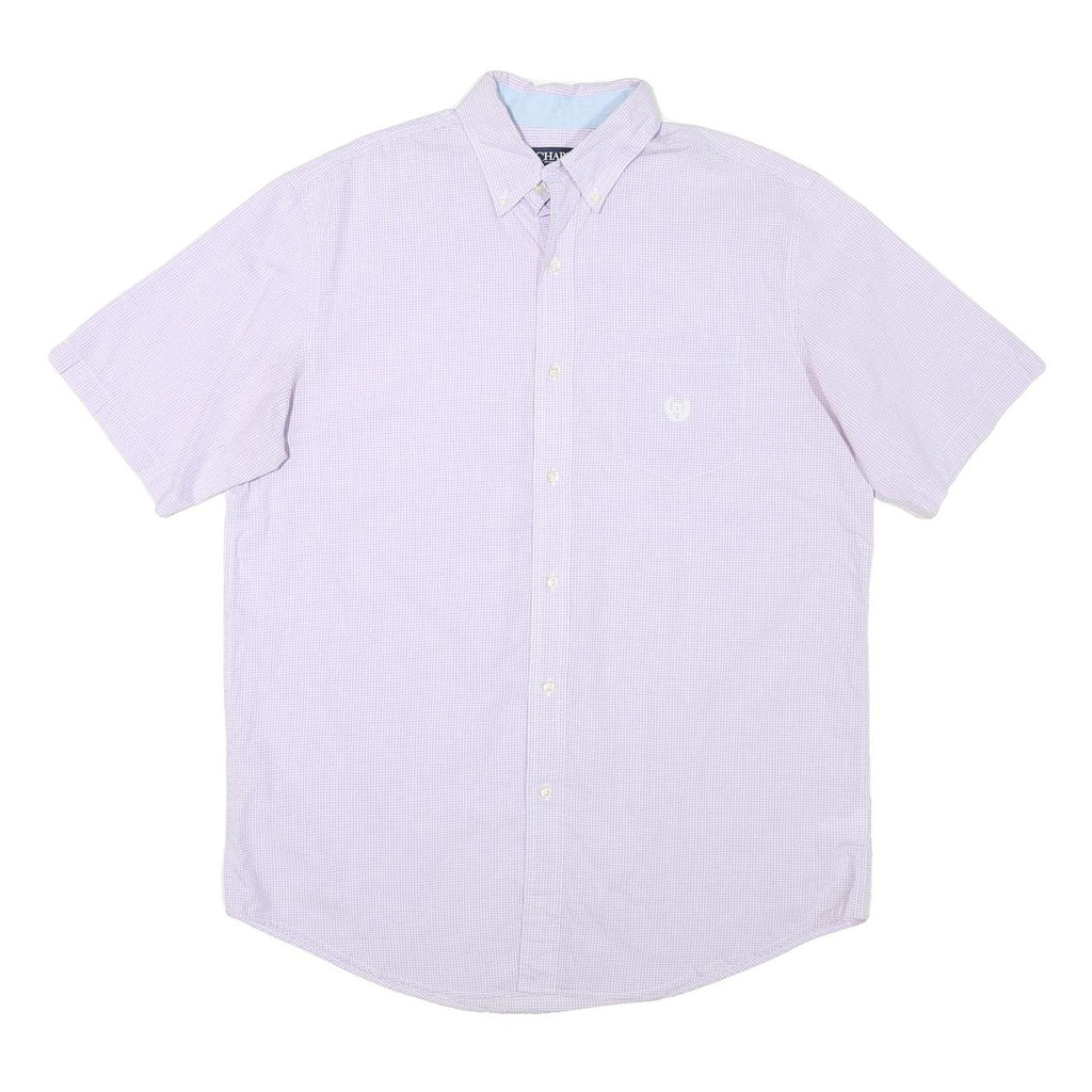 CHAPS Mens Purple & White Check Shirt L Cotton Blend Casual Button Down