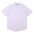 CHAPS Mens Purple & White Check Shirt L Cotton Blend Casual Button Down