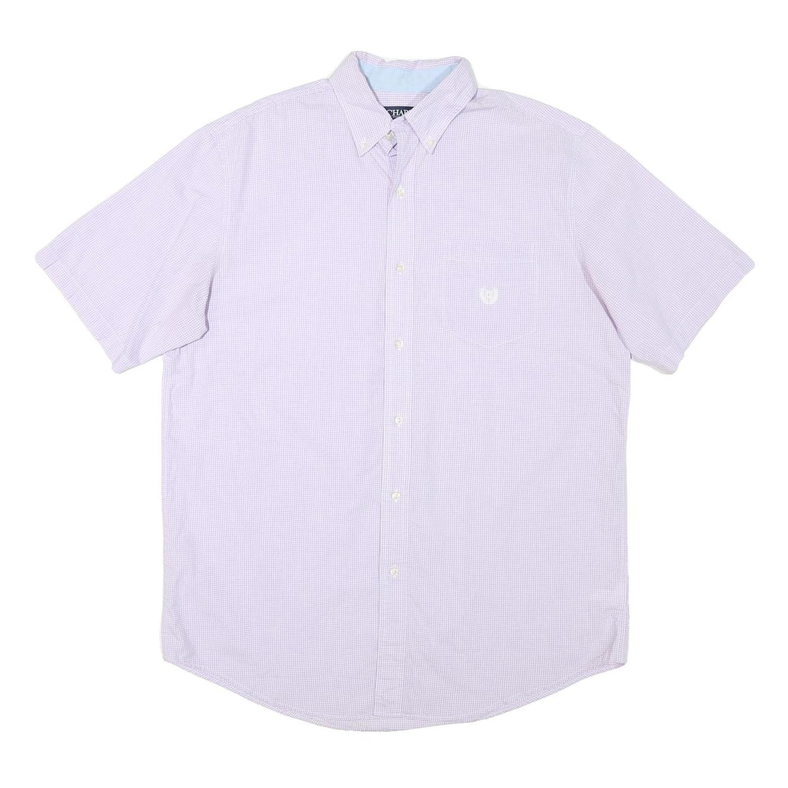 CHAPS Mens Purple & White Check Shirt L Cotton Blend Casual Button Down