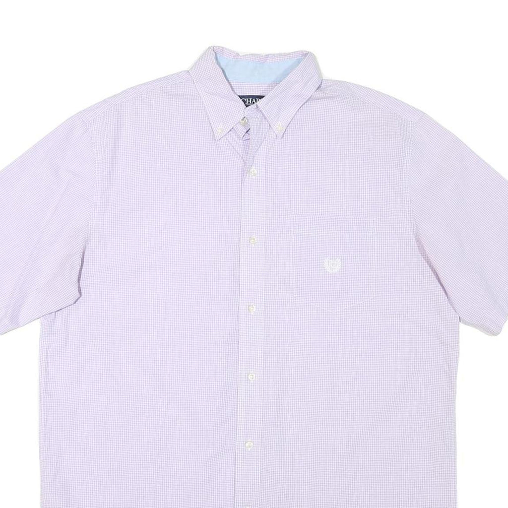 CHAPS Mens Purple & White Check Shirt L Cotton Blend Casual Button Down