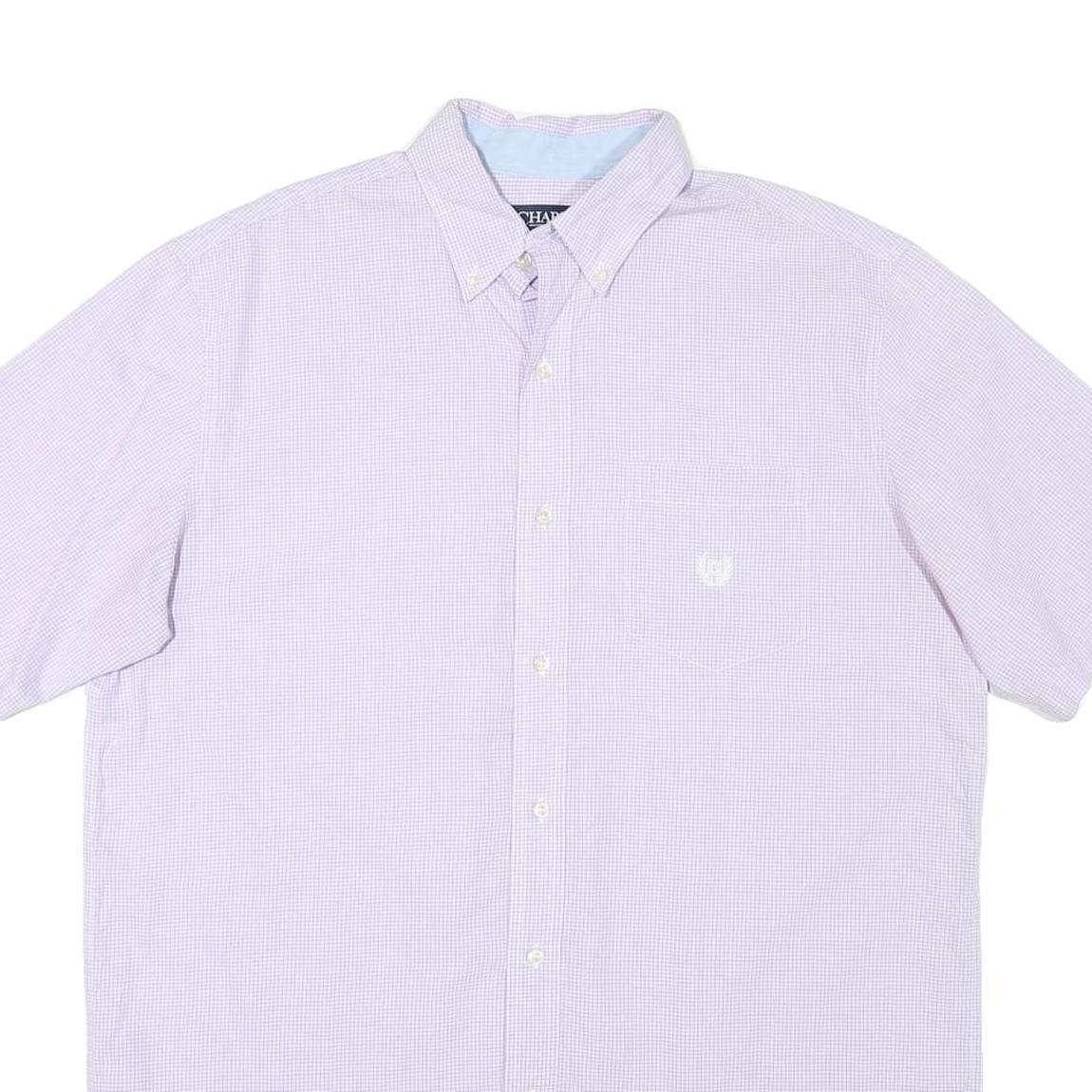 CHAPS Mens Purple & White Check Shirt L Cotton Blend Casual Button Down