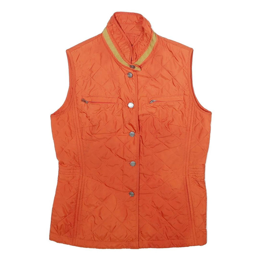 BOGNER Womens Orange Quilted Sleeveless Jacket UK 12 Polyester Button Closure