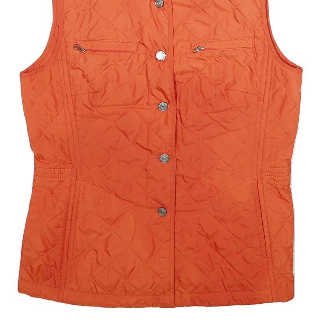 BOGNER Womens Orange Quilted Sleeveless Jacket UK 12 Polyester Button Closure