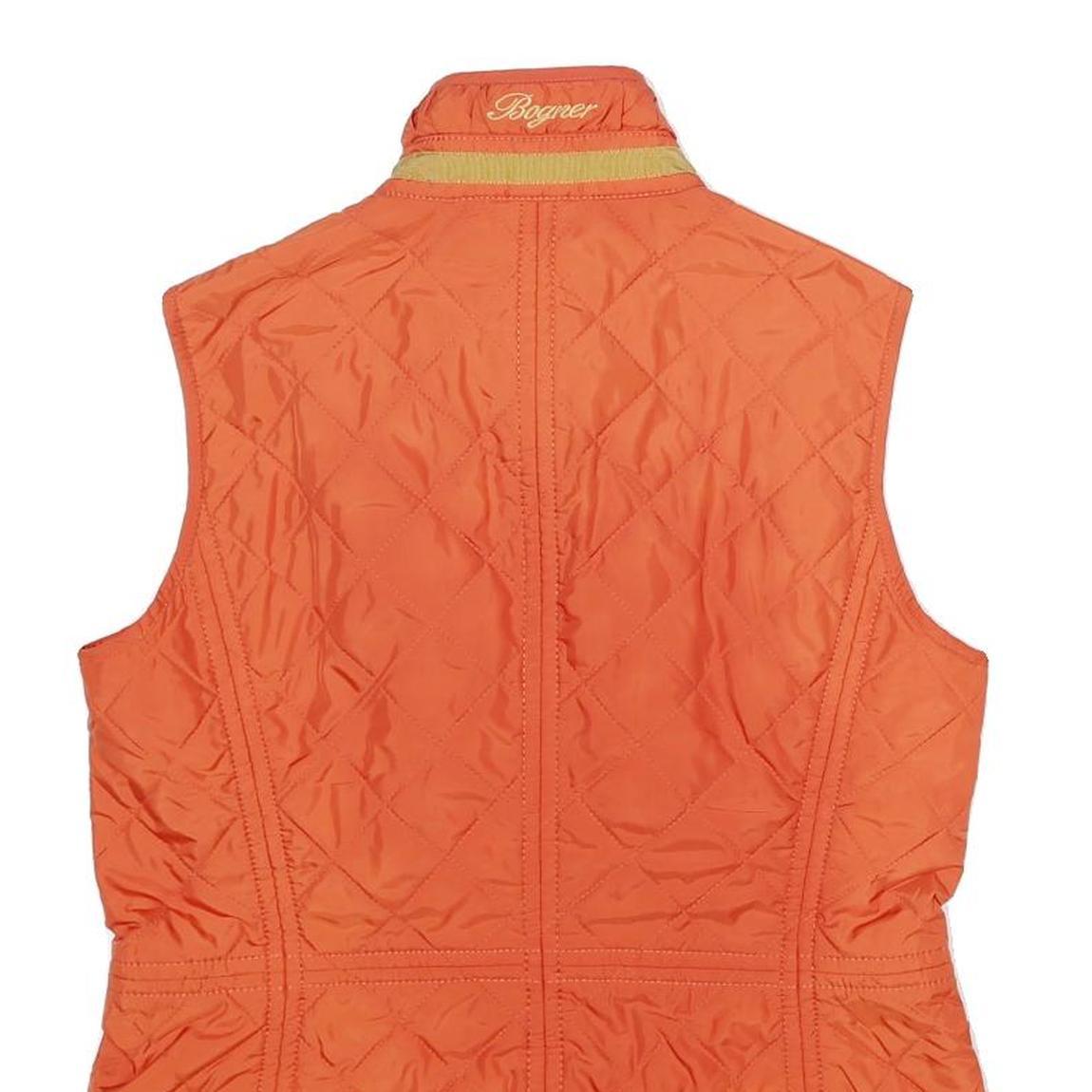 BOGNER Womens Orange Quilted Sleeveless Jacket UK 12 Polyester Button Closure
