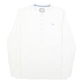 DIESEL Mens White Long Sleeve Plain Polo Shirt M Cotton Blend Casual