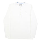 DIESEL Mens White Long Sleeve Plain Polo Shirt M Cotton Blend Casual